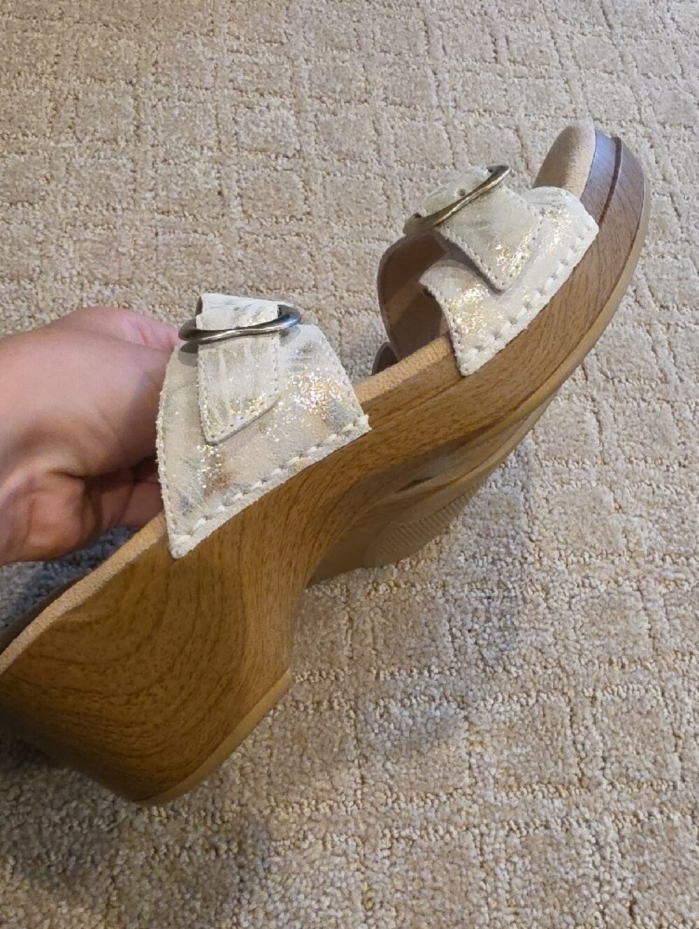 Dansko Sophie White Leather Double-Buckle Clog Mule Size 10.5 Or Euro 41 Leather - Picture 7 of 8